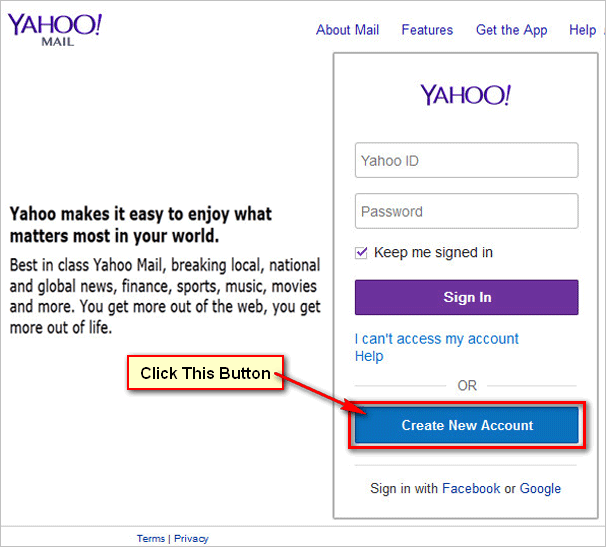 Way to Create a New Yahoo Email Account