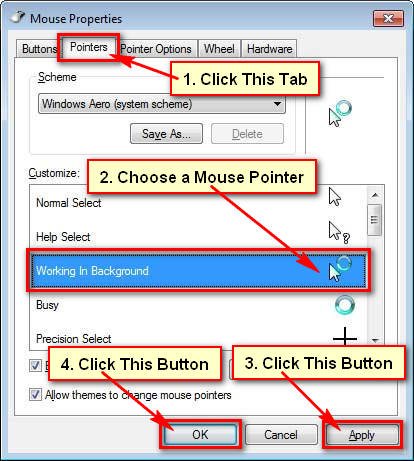 change mouse cursors windows 7