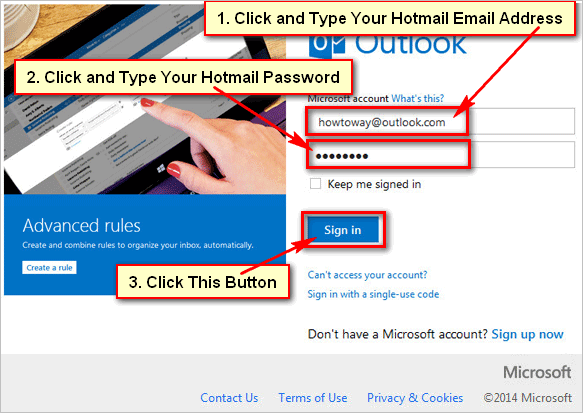 Hotmail sign up login