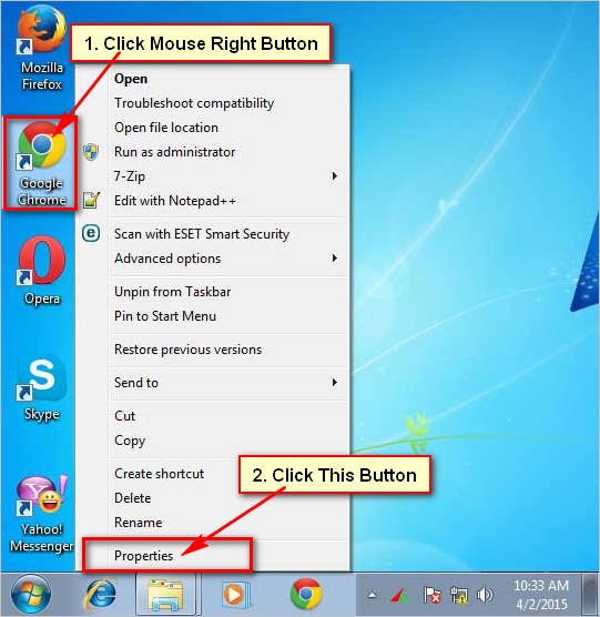 change shortcut icon windows 7