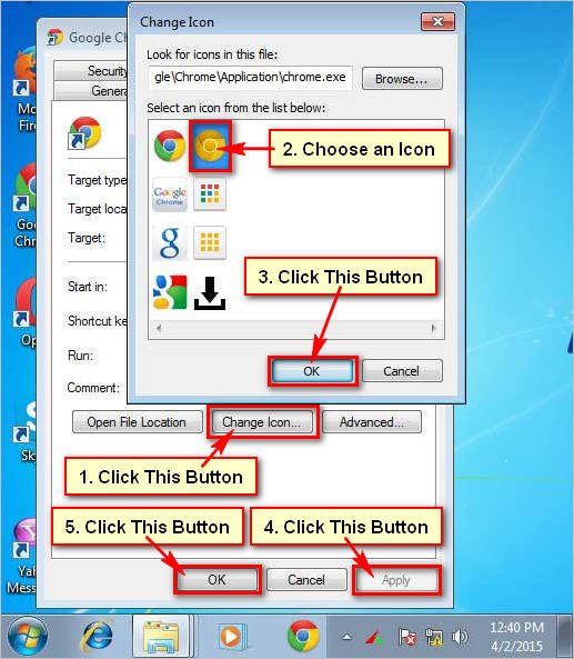how to change shortcut icons windows 7