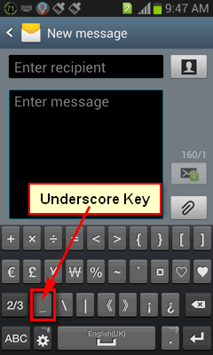 Type underscore on android phone