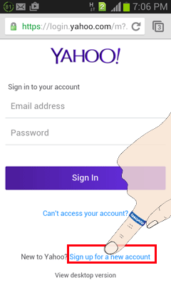 Yahoo login create 