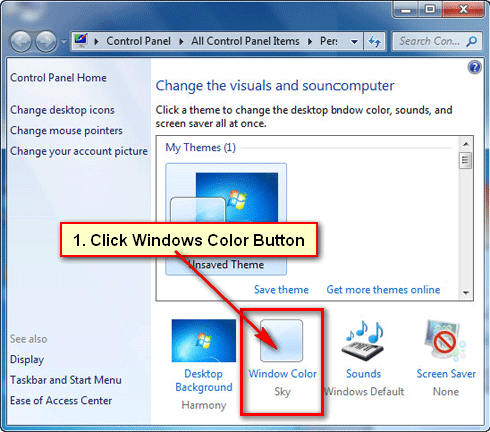 Change taskbar color Windows 7 basic
