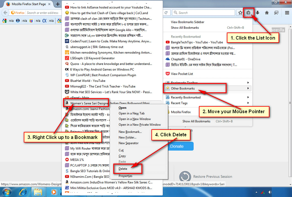 Delete Bookmarks in Firefox