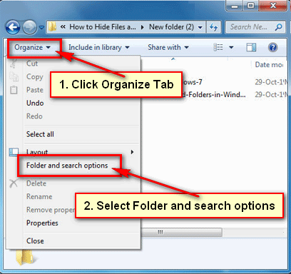 Folder and Search Options in Wndows 7