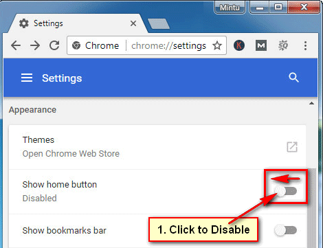 Hide the Home Button on Google Chrome