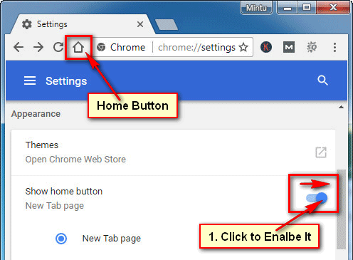 Home Button on Google Chrome