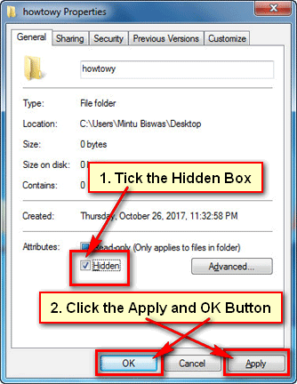 How to hide files and folders in Windows 7