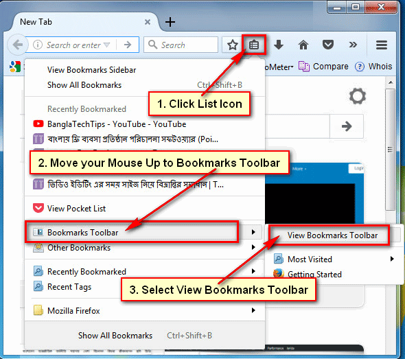 How to Show Bookmarks Toolbar in Firefox