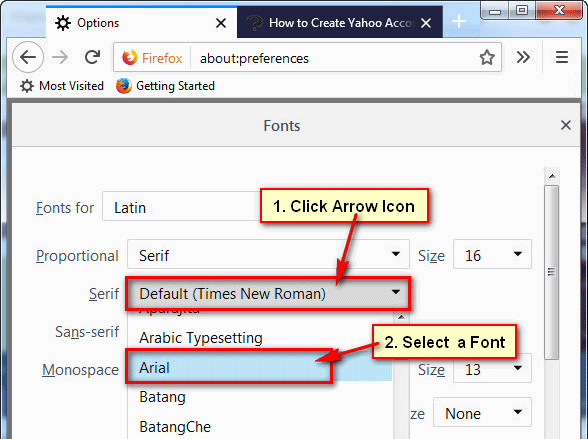 How to Chagne the Default font in Firefox