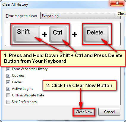 Firefox Clear Cache Shortcut