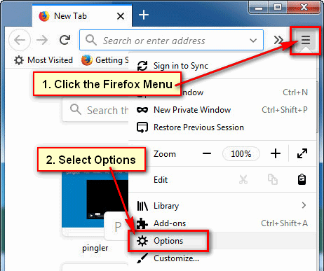 Mozilla Firefox Options