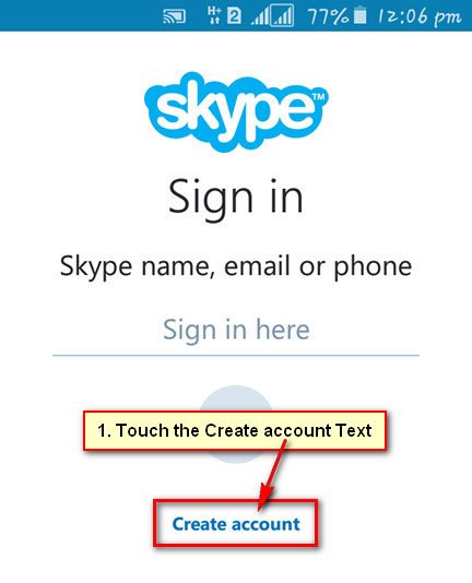 Create Skype Account for Android