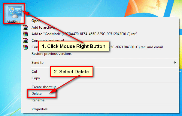 Delete God Mode Folder in Windows 7