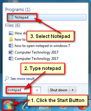 How do I Open Notepad in Windows 7