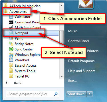 How to Open Notepad in Windows 7