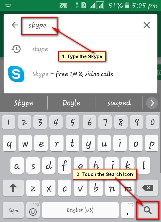 Search Skype on Google Play Store