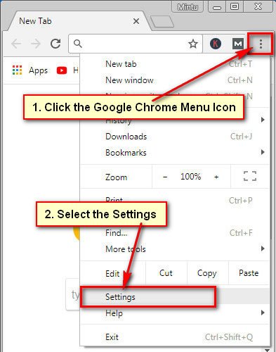 Google Chrome Settings Menu