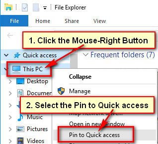 Add My Computer Icon on Windows 10 File Explorer