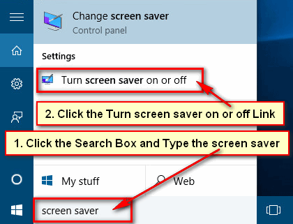 Open Screen Saver Settings Using Windows 10 Search Bar