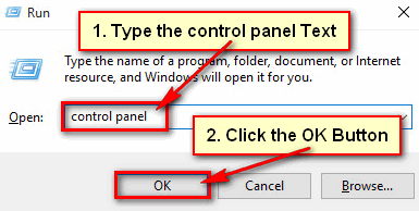 Open Windows 10 Control Panel using the Run Window