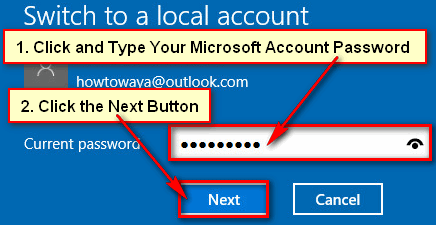 Switch Microsoft Account to Local Account 