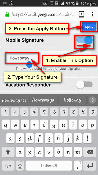 Add a Signature in Gmail on Android