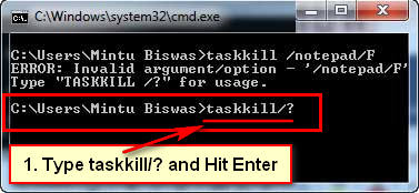 Command to Kill a Process in Windows 7