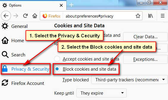 Disable Cookies in Firefox