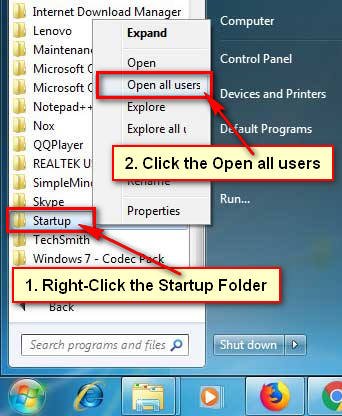Open Startup Folder in Windows 7