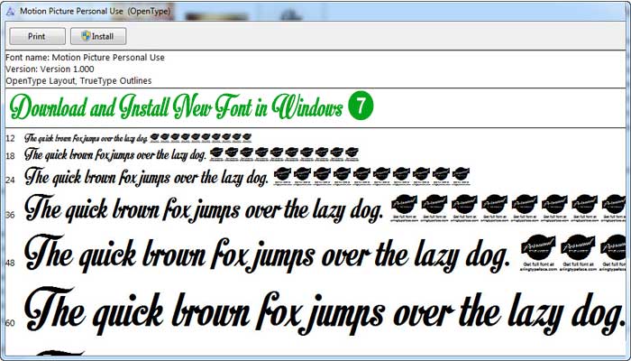 Download and Install New Font in Windows 7