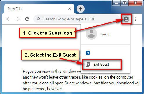 Exit the Google Chrome Guest Mode