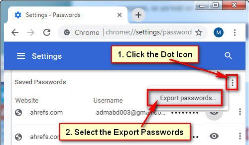 Export Saved Passwords in Google Chrome