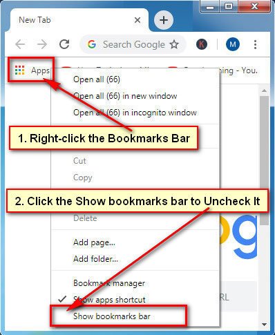 Hide Chrome Bookmarks Bar