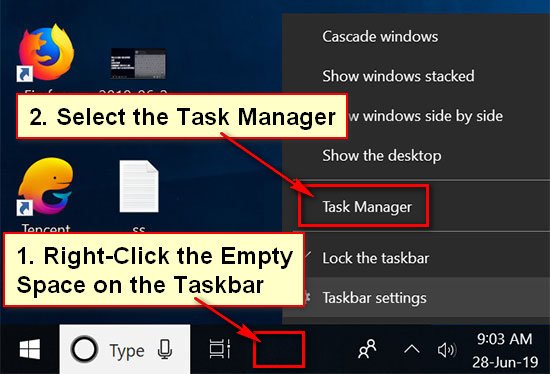 Open Task Manager Using Taskbar in Windows 10