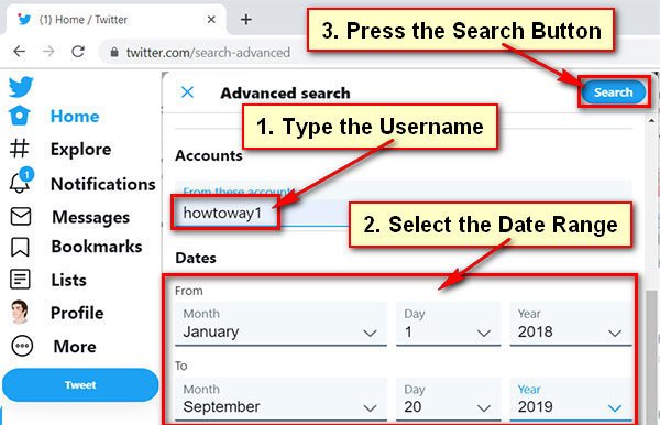How to Search Tweets from a Specific User by Date