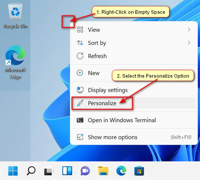 Personalize on Windows 11