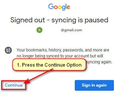 Google Signed Out Syncing is Paused