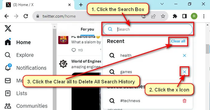 How to delete Twitter search history